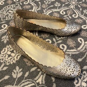 Coach Carsin metallic leather flats, size 8